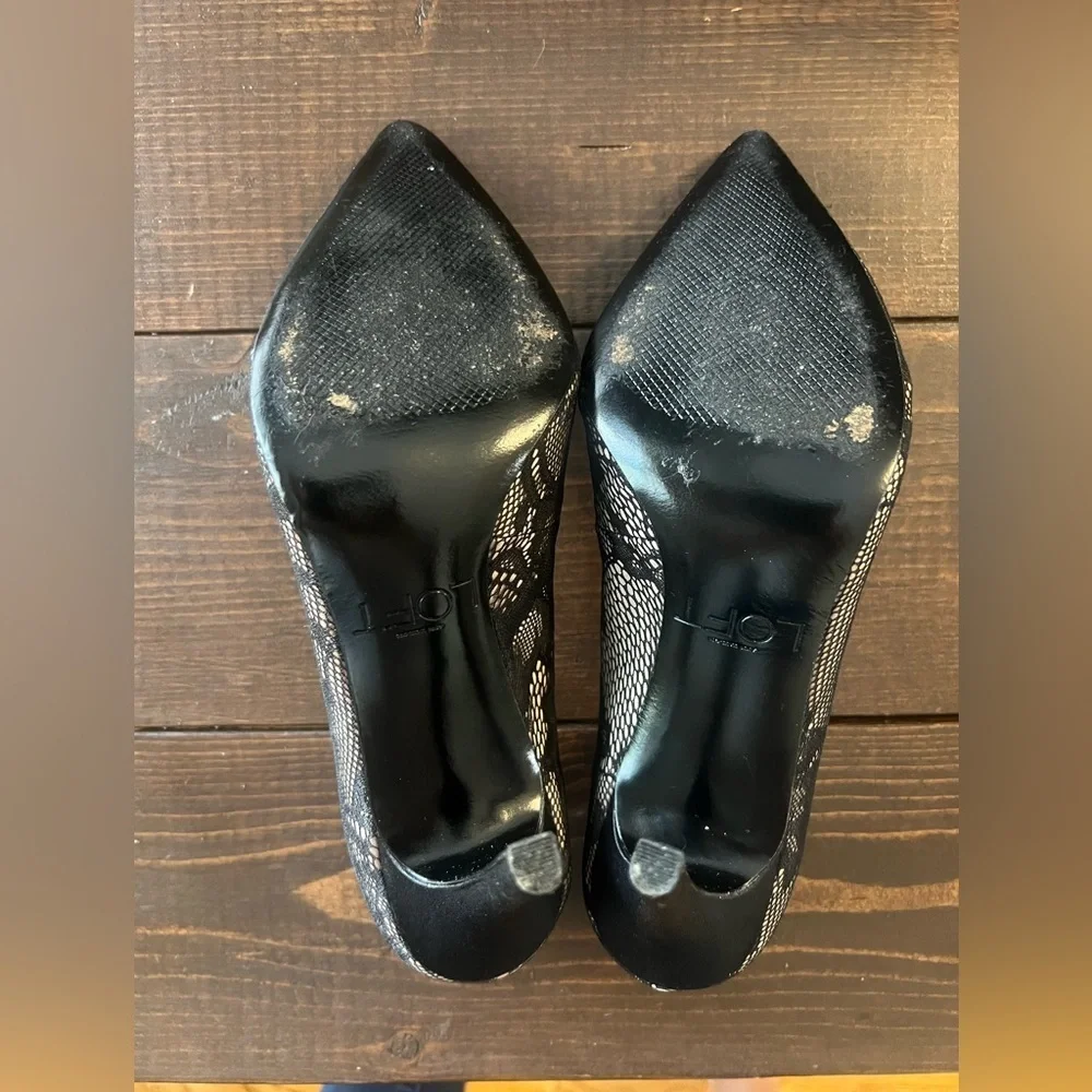 LOFT Elegant Black Lace Women’s Heels Size 8